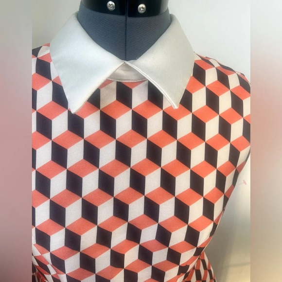 Vintage 60s Sz S Geometric Mod Mini Dress  #Velma  Scooby Doo 60s Housewife - Picture 7 of 16